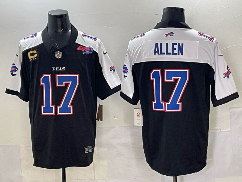 Men Buffalo Bills #17 Josh Allen Nike Black 2025 Limited NFL Jersey 02